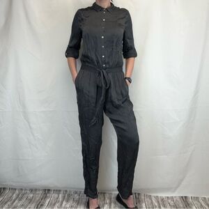 GHOST London Women’s Jumpsuit Anthropologie Charcoal Tie Waist M